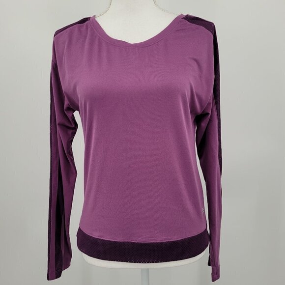 Marika Mesh Striped Long Sleeve Activewear Top - Picture 1 of 6